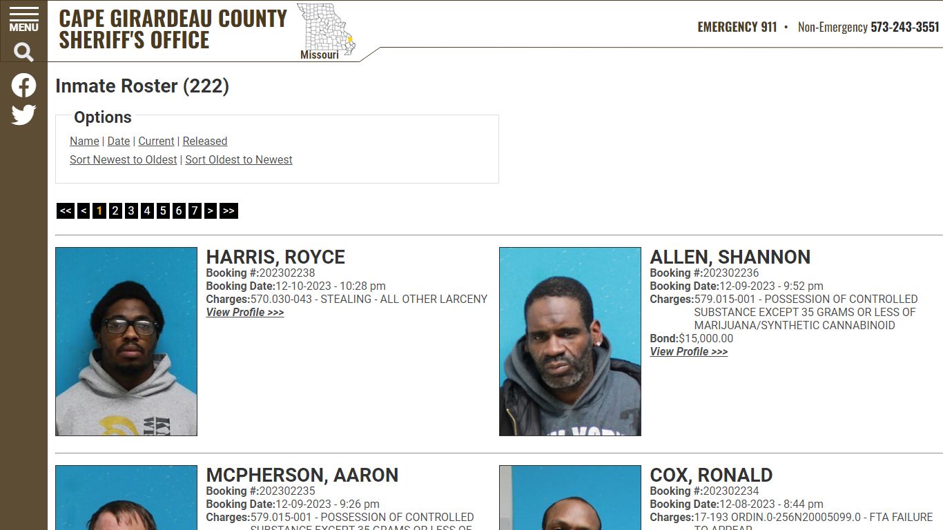 Inmate Roster - Current Inmates Booking Date Descending - Cape ...