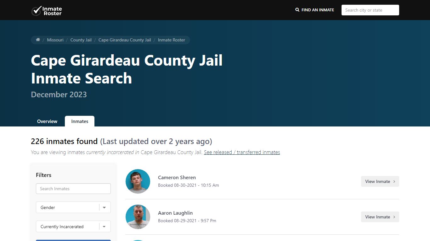 Cape Girardeau County Jail Inmate Search - InmateRoster